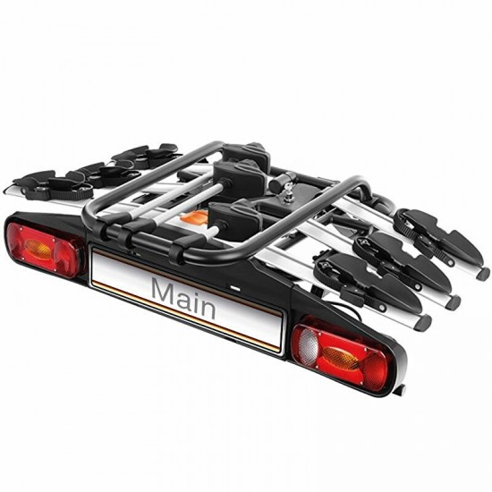 Suport de transport pentru 3 biciclete electrice AROSO Main 3 Silver, pliabil, pridere pe carlig de remorcare Suport de transport pentru 3 biciclete electrice AROSO Main 3 Silver, pliabil, pridere pe carlig de remorcare