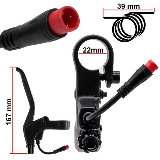 Maneta frana dreapta, trotineta electrica , cu seznsor, conector waterproof