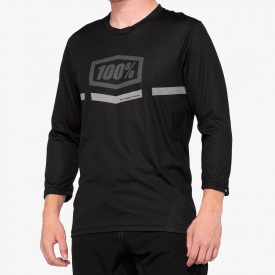 AIRMATIC 3/4 Sleeve Jersey Black: Mărime - LG
