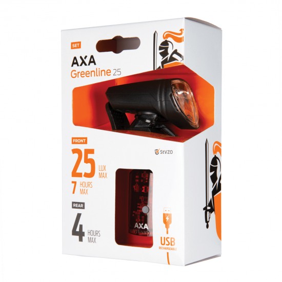 Far + stop AXA Greenline 25 Lux - 1 LED USB Far + stop AXA Greenline 25 Lux - 1 LED USB