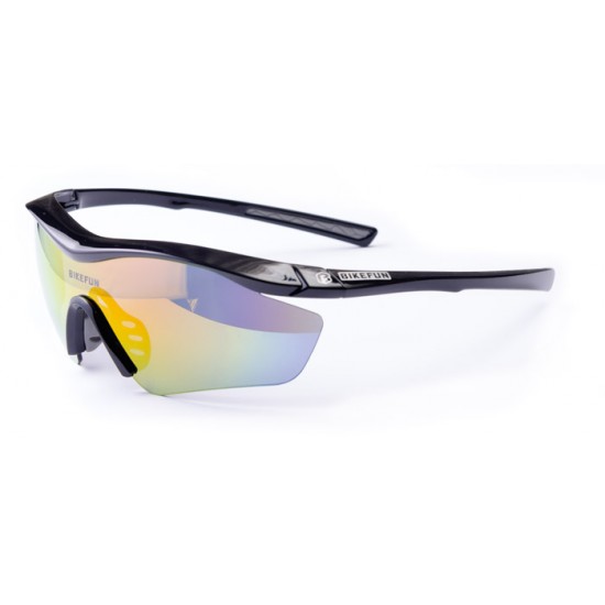 Ochelari BIKEFUN AIRJET negru, lentile policarbonat fumuriu, flash mirror C3 + Lentile de rezervă Ochelari BIKEFUN AIRJET negru - 6226-BK