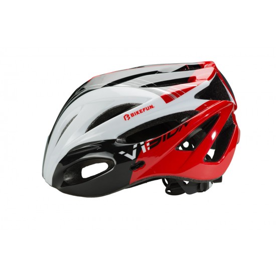 Cască BIKEFUN VISION M roșu-negru-alb, 55-58 cm