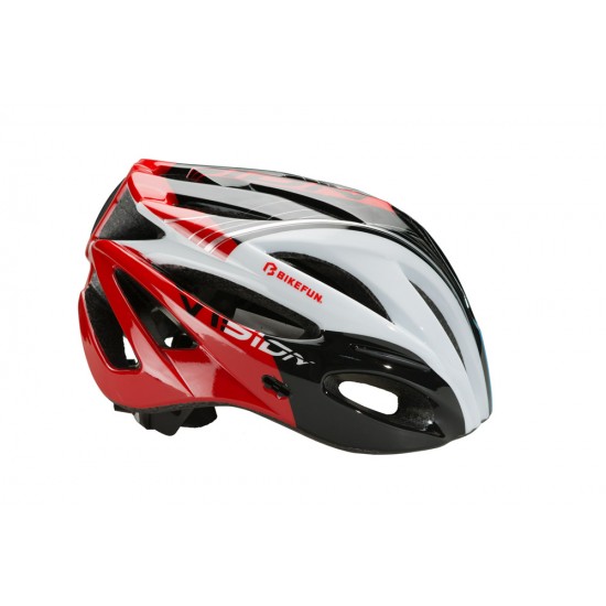 Cască BIKEFUN VISION M roșu-negru-alb, 55-58 cm