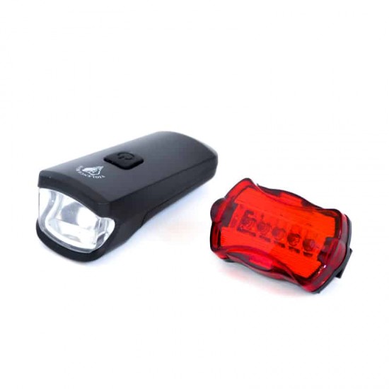 Set lampa fata spate BikeForce Comet cu baterie