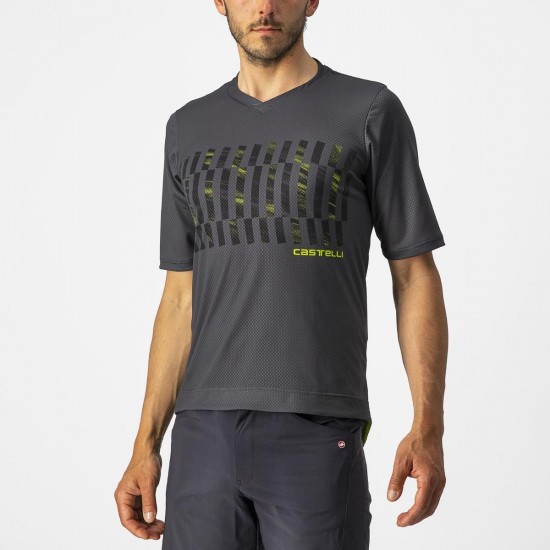 Jersey cu maneca scurta Castelli Trail Tech Tee, Antracit/Galben Fluo, L Jersey cu maneca scurta Castelli Trail Tech Tee Antracit/Galben Fluo L