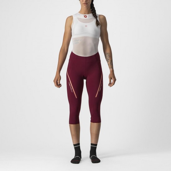 Pantaloni 3/4 Castelli Velocissima 3 Knicker, de dama, Visiniu/Roz, M Pantaloni 3/4 Castelli Velocissima 3 Knicker de dama Visiniu/Roz M