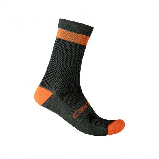 Sosete Castelli Alpha 18, Kaki/Portocaliu, XXL, 44-47 Sosete Castelli Alpha 18 Kaki/Portocaliu XXL 44-47