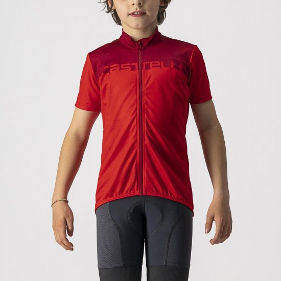 Tricou cu maneca scurta Castelli Neo Prologo pentru copii Rosu/Visiniu 4A
