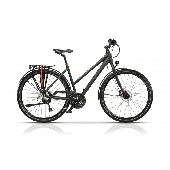 Bicicleta CROSS Quest Lady Trekking 28 Negru/Portocaliu 500mm
