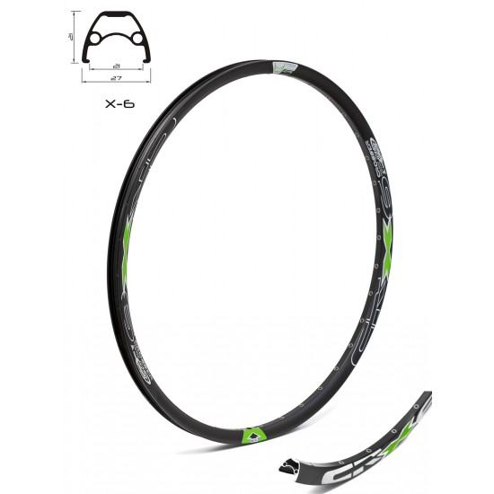 Janta CROSSER X6 26'' 36H negru / verde - capsata Janta CROSSER X6 26 36H negru / verde - capsata
