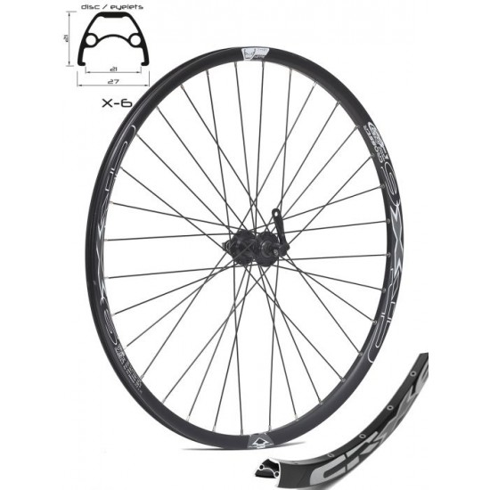 Roata CROSSER X6 32H 27.5" Fata QR Disc capsata butuc SHIMANO TX505 Negru Roata fata CROSSER X6 32H 27.5 QR - Frana disc (CenterLock) cu butuc SHIMANO TX505 - capsata