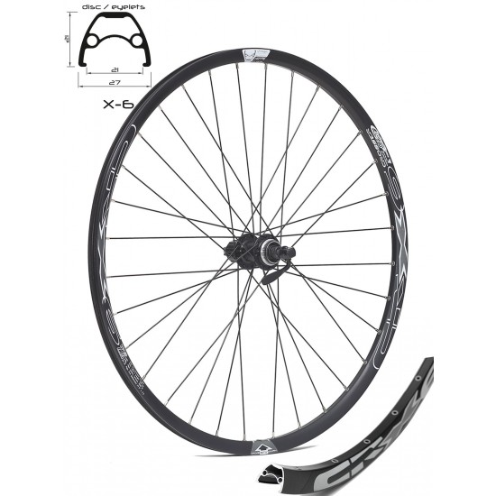 Roata CROSSER X6 32H 27.5" Spate QR Disc Caseta capsata butuc SHIMANO TX505 Centerlock Negru Roata spate CROSSER X6 32H 27.5 Caseta, QR - Frana disc (CenterLock) cu butuc SHIMANO TX505 - capsata