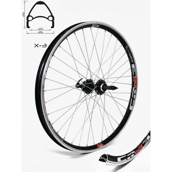 Roata spate CROSSER X3 36H 26 Filet, QR - Frana V-brake cu butuc JY242