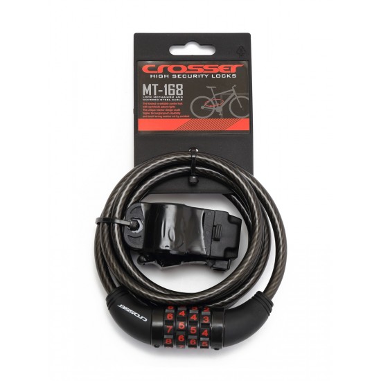 Incuietoare cablu CROSSER MT 168 - Cifru - 8mm*1800mm Incuietoare Cablu CROSSER MT 168 Cifru 8mm/180cm - Black