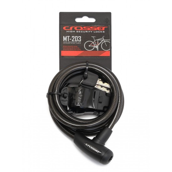 Incuietoare cablu CROSSER MT 203 - Cheie - 10mm*1800mm Negru Incuietoare Cablu CROSSER MT 203 10mm/180cm - Black