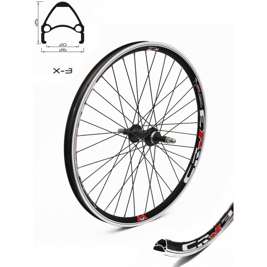 Roata fata CROSSER X3 36H 24 Piulita - Frana V-brake cu butuc JY753