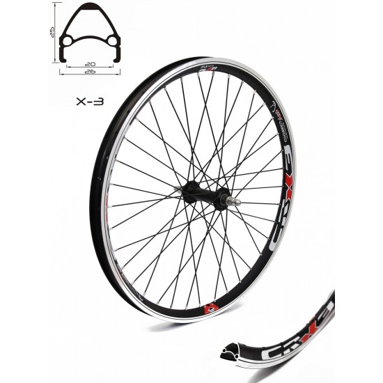 Roata CROSSER X3 36H 26' Spate QR Negru Roata spate CROSSER X3 36H 26 Filet, QR - Frana V-brake cu butuc JoyTech JY752