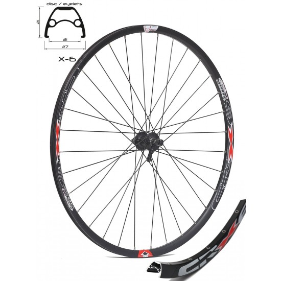 Roata CROSSER X6 32H 28" Fata QR Disc Center Lock butuc SHIMANO TX505 Negru Roata fata CROSSER X6 32H 28 QR - Frana disc (CenterLock) cu butuc SHIMANO TX505 - capsata