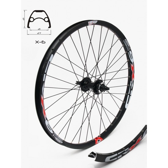 Roata CROSSER X6 36H 28" Fata QR Disc capsata Negru Roata fata CROSSER X6 36H 28 QR - Frana disc (6 suruburi) cu butuc JYD041- capsata