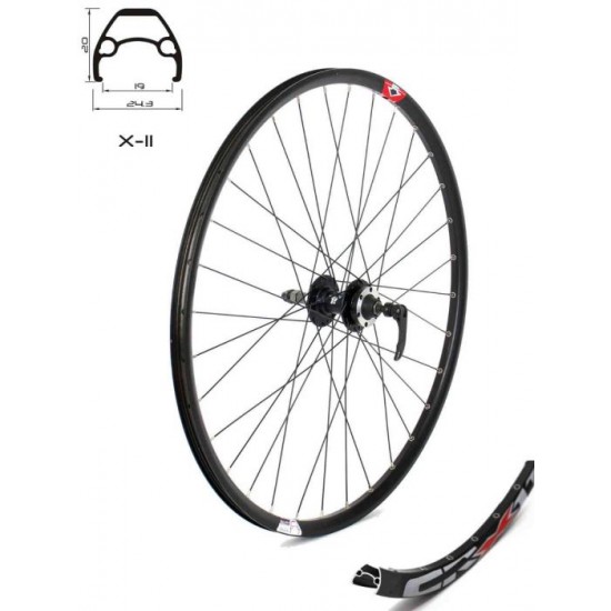 Roata spate CROSSER X11 32H 27.5 Filet, QR - Frana disc (6 suruburi) cu butuc Joytech D242