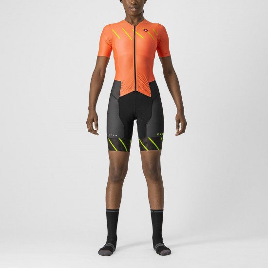 Costum de triatlon cu maneca scurta Castelli Free Sanremo W SS de dama Portocaliu/Negru XS Costum de triatlon cu maneca scurta Castelli Free Sanremo W SS de dama Portocaliu/Negru XS