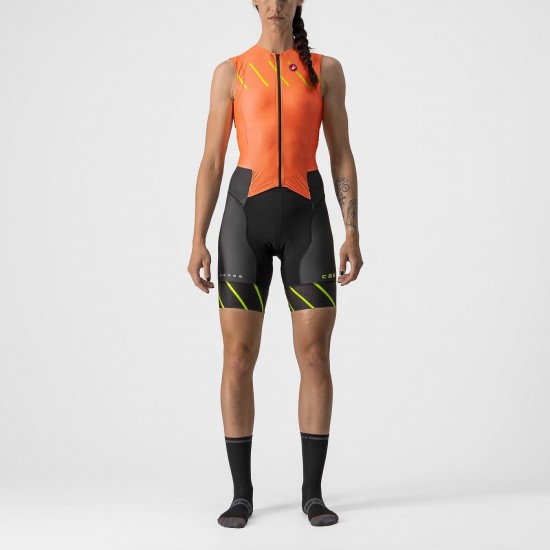 Costum de triatlon fara maneci Castelli Free W Sanremo SL de dama Portocaliu/Negru M Costum de triatlon fara maneci Castelli Free W Sanremo SL de dama Portocaliu/Negru M