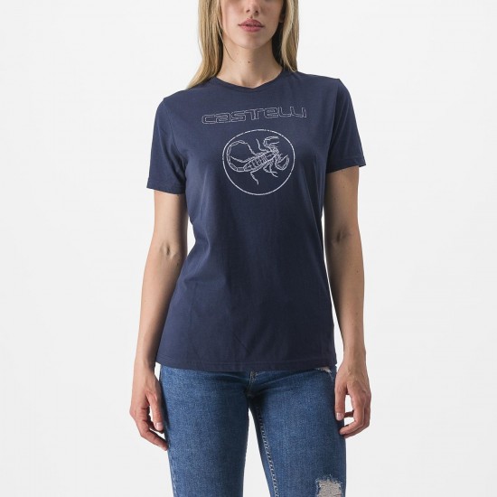 Tricou casual Castelli Pedalare Tee de dama Bleumarin M Tricou casual Castelli Pedalare Tee de dama Bleumarin M
