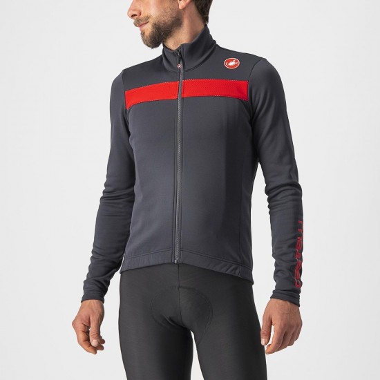 Tricou cu maneca lunga Castelli Puro 3 FZ Antracit/Rosu L Tricou cu maneca lunga Castelli Puro 3 FZ Antracit/Rosu L