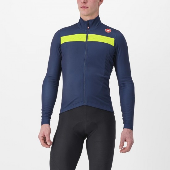Tricou cu maneca lunga Castelli Puro 3 FZ BelgianBlue/YellowFluoReflex XXL Tricou cu maneca lunga Castelli Puro 3 FZ BelgianBlue/YellowFluoReflex XXL