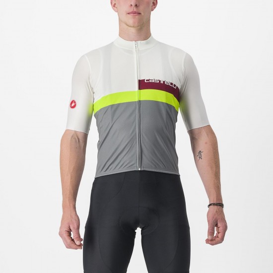 Tricou cu maneca scurta Castelli A Blocco Alb/Gri/Galben Fluo/Visiniu M Tricou cu maneca scurta Castelli A Blocco Alb/Gri/Galben Fluo/Visiniu M