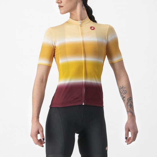 Tricou cu maneca scurta Castelli Dolce de dama Galben/Visiniu M Tricou cu maneca scurta Castelli Dolce de dama Galben/Visiniu M