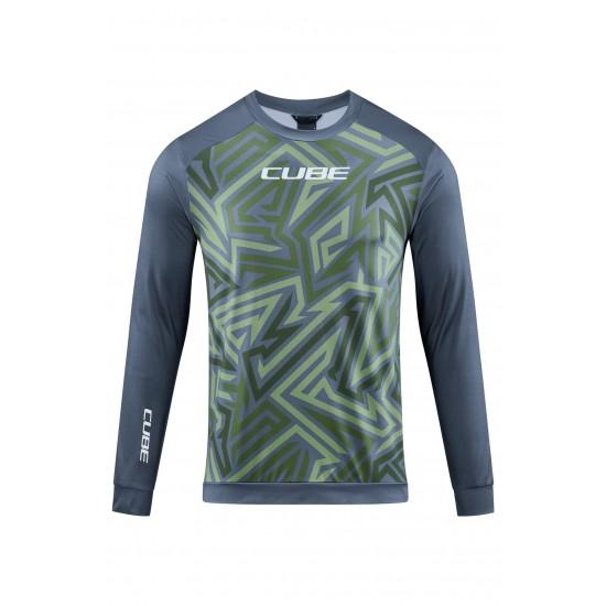 BLUZA CUBE ATX ROUND NECK TM L/S OLIVE GREY XL