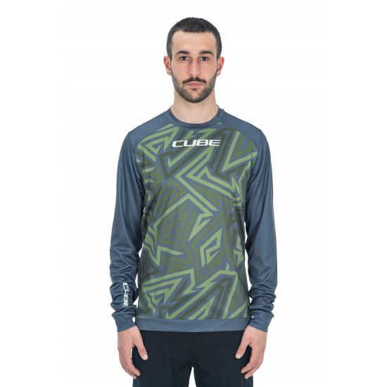 BLUZA CUBE ATX ROUND NECK TM L/S OLIVE GREY XL