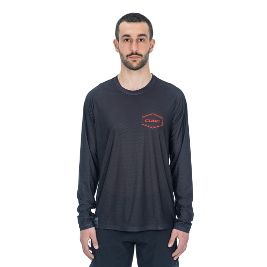 TRICOU CICLISM CUBE VERTEX ROUND NECK JERSEY L/S BLACK XXL