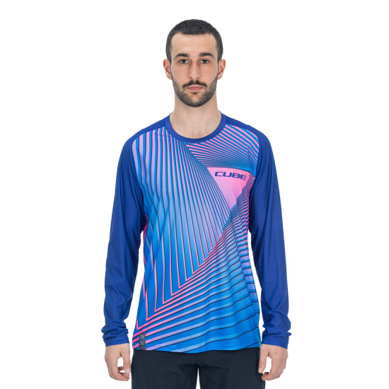 TRICOU CICLISM CUBE VERTEX ROUND NECK JERSEY L/S BLUE PINK L TRICOU CICLISM CUBE VERTEX ROUND NECK JERSEY L/S BLUE PINK L