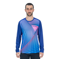TRICOU CICLISM CUBE VERTEX ROUND NECK JERSEY L/S BLUE PINK XL