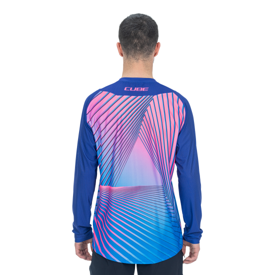 TRICOU CICLISM CUBE VERTEX ROUND NECK JERSEY L/S BLUE PINK XL TRICOU CICLISM CUBE VERTEX ROUND NECK JERSEY L/S BLUE PINK XL