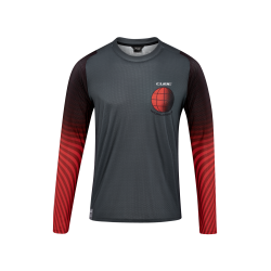 TRICOU CICLISM CUBE VERTEX ROUND NECK JERSEY L/S GREY RED L