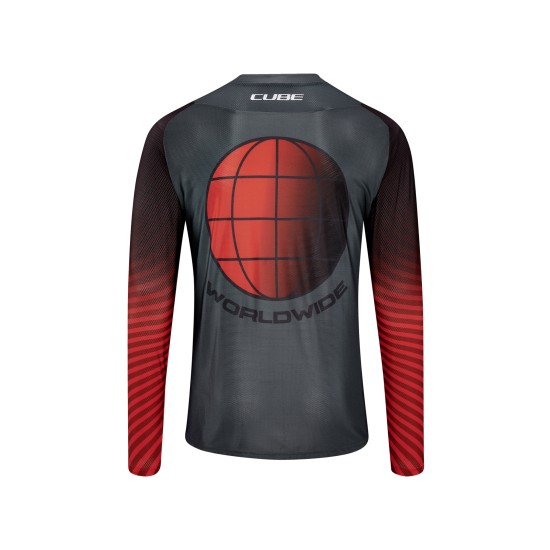 TRICOU CICLISM CUBE VERTEX ROUND NECK JERSEY L/S GREY RED M