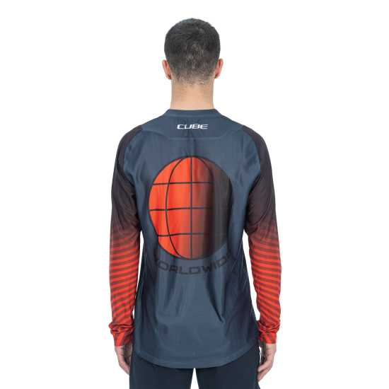 TRICOU CICLISM CUBE VERTEX ROUND NECK JERSEY L/S GREY RED XXL