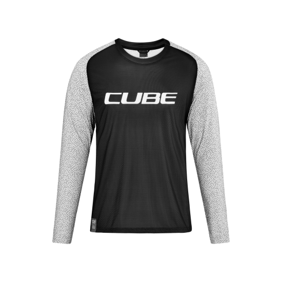 TRICOU CICLISM CUBE VERTEX ROUND NECK JERSEY L/S GREY-BLACK XL