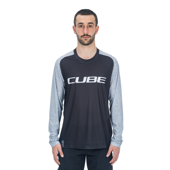 TRICOU CICLISM CUBE VERTEX ROUND NECK JERSEY L/S GREY-BLACK XL