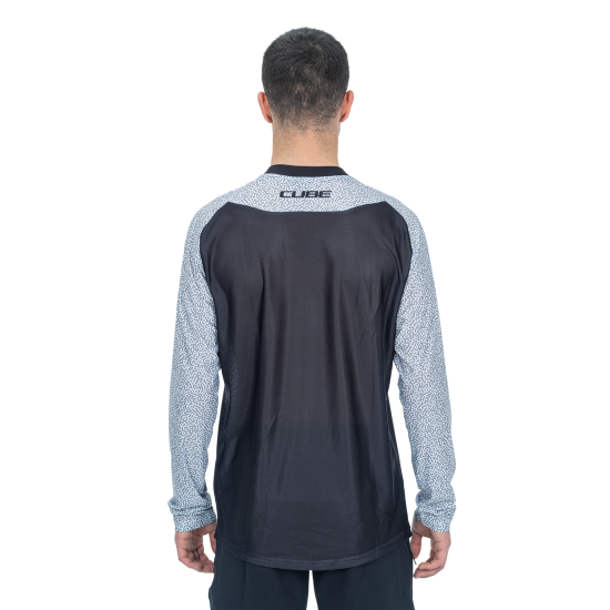 TRICOU CICLISM CUBE VERTEX ROUND NECK JERSEY L/S GREY-BLACK XL