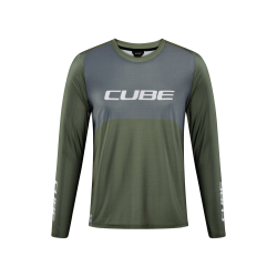 TRICOU CICLISM CUBE VERTEX ROUND NECK JERSEY TM L/S OLIVE GREY XL