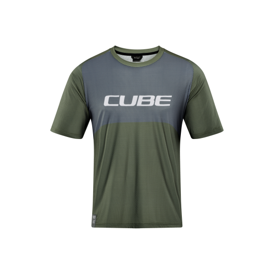 TRICOU CICLISM CUBE VERTEX ROUND NECK JERSEY TM S/S OLIVE GREY L