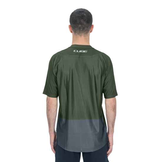 TRICOU CICLISM CUBE VERTEX ROUND NECK JERSEY TM S/S OLIVE GREY L