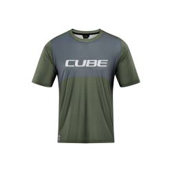 TRICOU CICLISM CUBE VERTEX ROUND NECK JERSEY TM S/S OLIVE GREY S