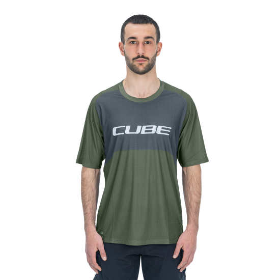 TRICOU CICLISM CUBE VERTEX ROUND NECK JERSEY TM S/S OLIVE GREY S