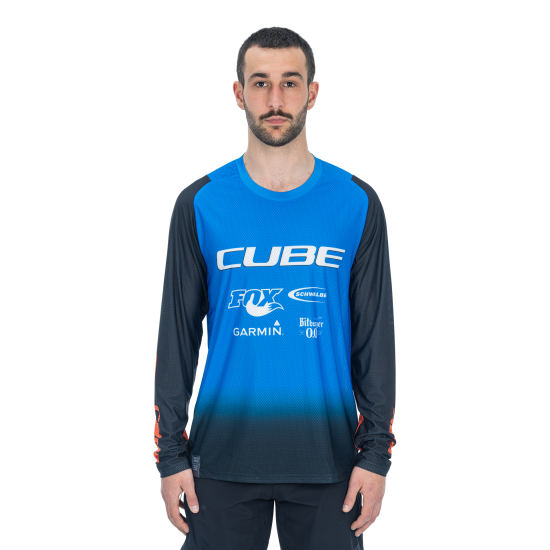 TRICOU CICLISM CUBE VERTEX ROUND NECK JERSEY X ACTIONTEAM L/S BLACK BLUE XL TRICOU CICLISM CUBE VERTEX ROUND NECK JERSEY X ACTIONTEAM L/S BLACK BLUE XL