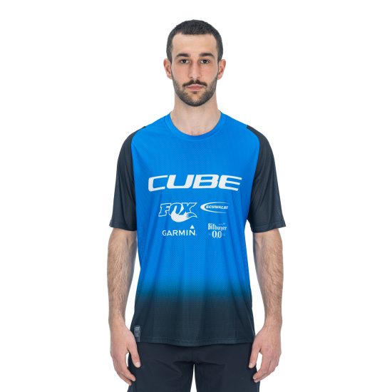 TRICOU CICLISM CUBE VERTEX ROUND NECK JERSEY X ACTIONTEAM S/S BLACK BLUE XL